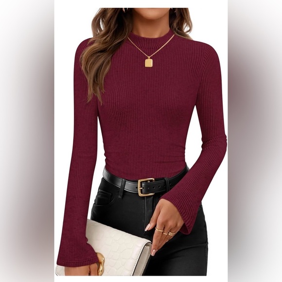 None Tops - 🆕Elegant Ribbed Long Sleeve Top
